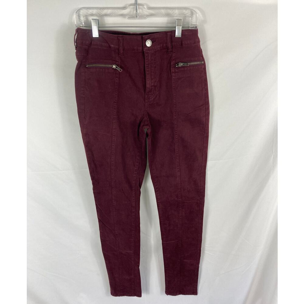 American Eagle Zip Pocket Maroon Hi Rise Jegging Jeans Size 8 R